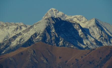 Pogled z Laščka (Lokovci), preko Kobilje glave, Žabiškega kuka in naprej do Triglava - 5Rp